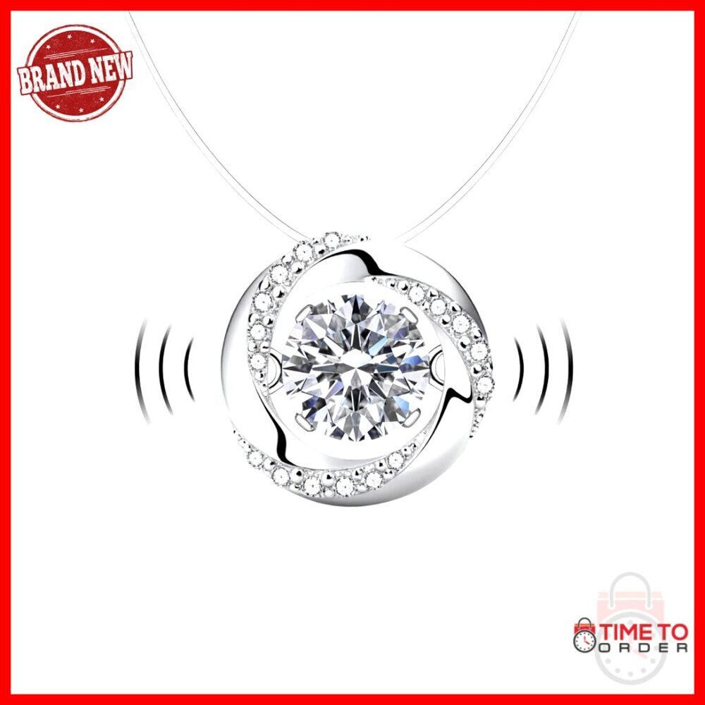 925 Silver CZ Floating Pendant Necklace 16 Inch Hypoallergenic Jewelry